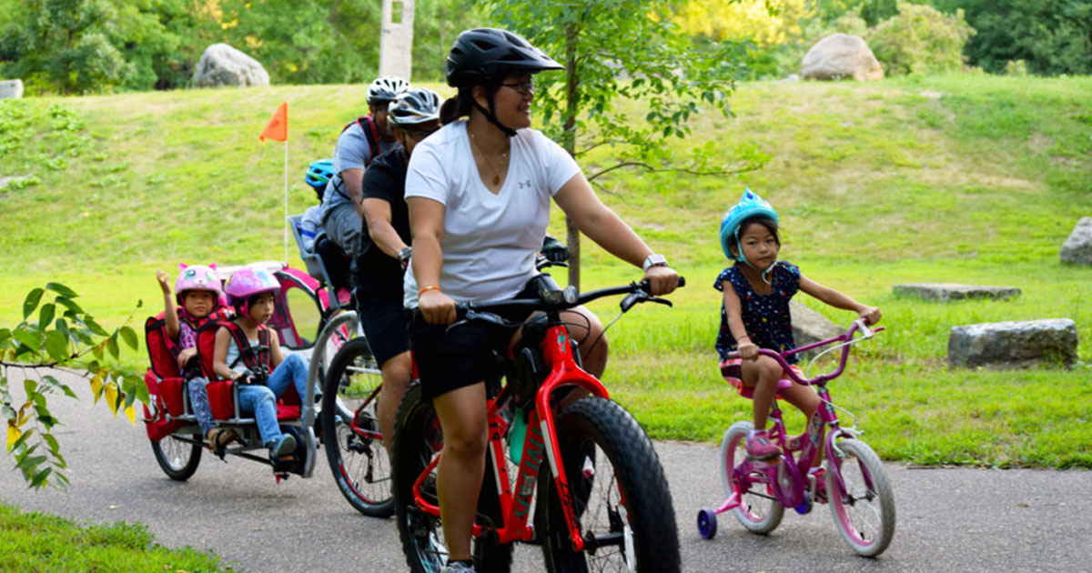 Family biking around