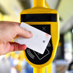 Bus rider paying for their fare