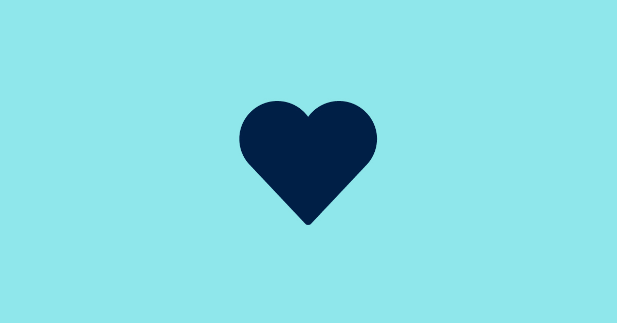 A blue heart icon on a teal background