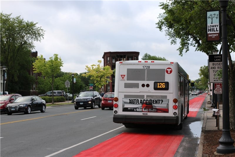 The Route 12G bus on a bus only lane in Minneapolis 