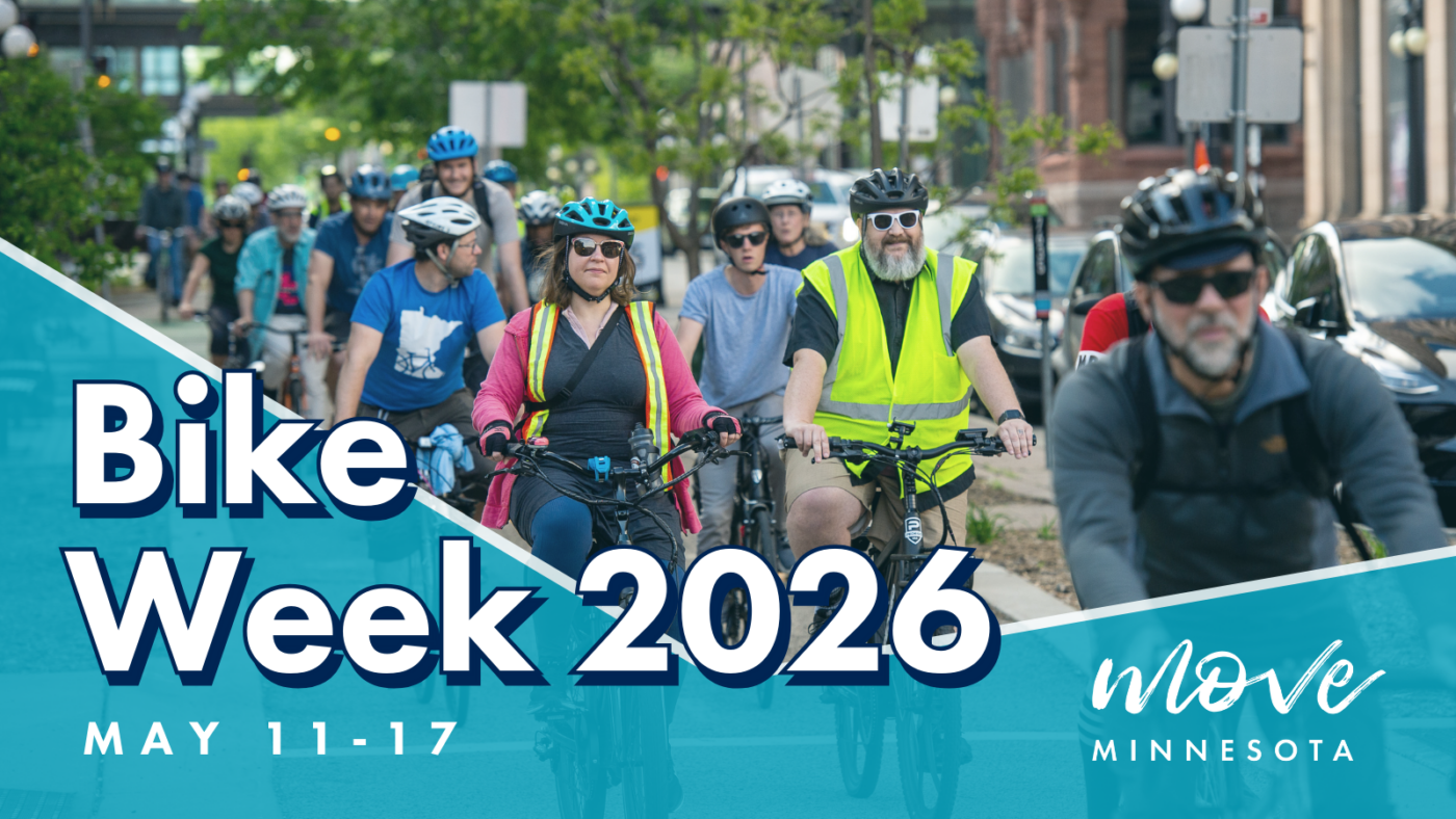 Bike Week 2026 graphic featuring a photo of people biking and the days May 11 to 17
